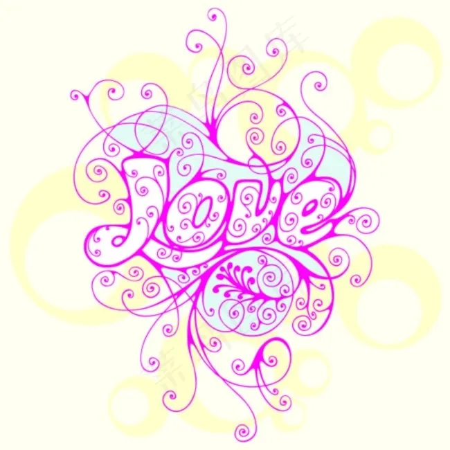 LOVE情人节花纹矢量素材eps,ai矢量模版下载