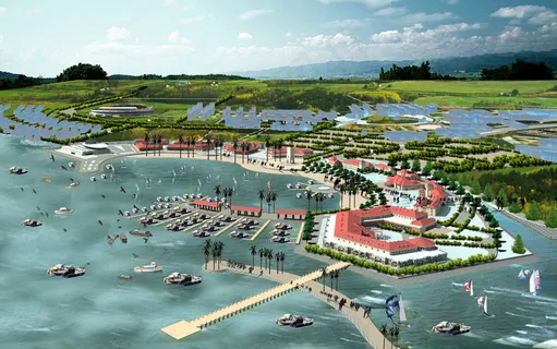 海滩日景鸟瞰图图片