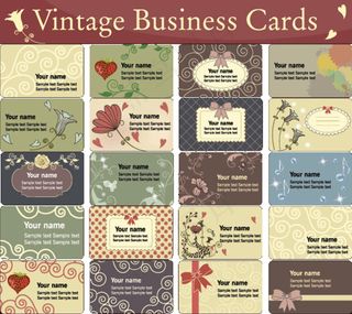 素雅花卉卷曲底纹名片矢量