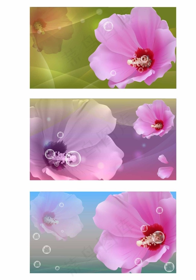 花卉装饰壁画矢量图