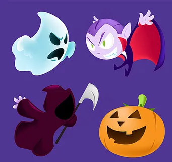 卡通万圣节角色矢量图图片