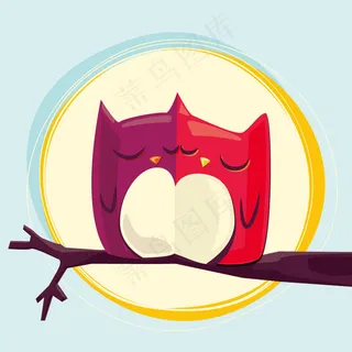 卡通情侣猫头鹰矢量素材 卡通情侣猫头鹰矢量素材