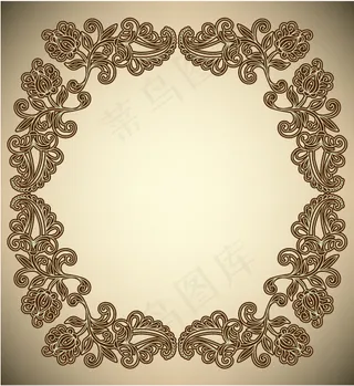 精美华丽对称花纹边框矢量素材