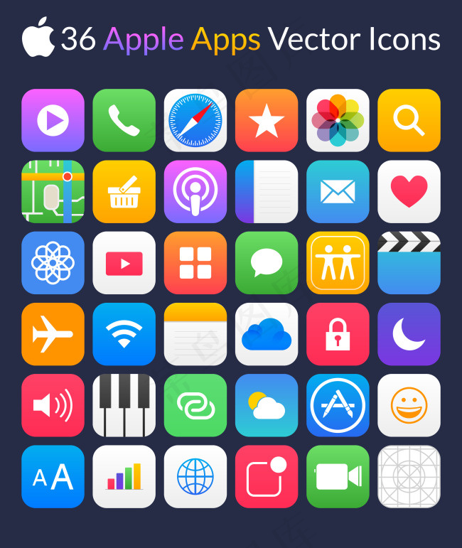 苹果APP用户界面图标iconai矢量模版下载