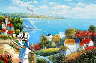 大海 山水画图片