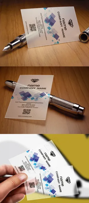 简约方块几何透明名片设计
