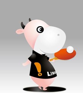 领跑乒乓球牛 卡通牛 体育 运动图...