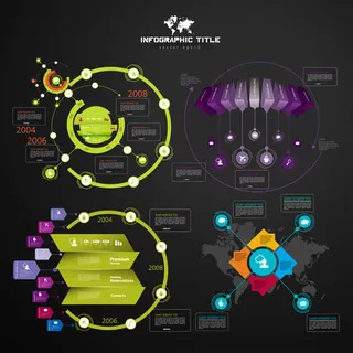 缤纷多彩饼状图等信息图表矢量集合