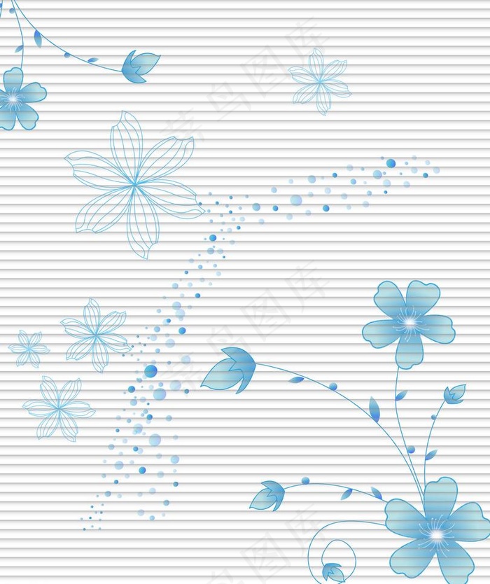 蓝色花移门