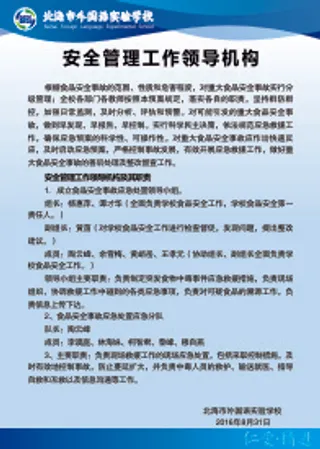 安全管理工作领导机构