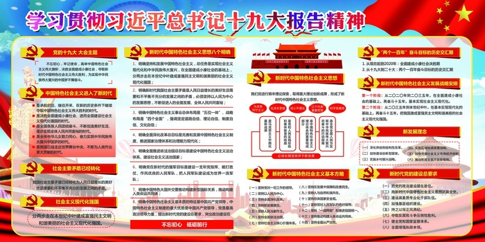 学习贯彻十九大报告精神宣传展板设计(7087X3543(DPI:150))psd模版下载