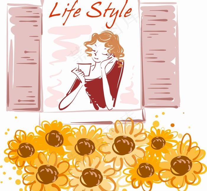 韩国时尚女孩矢量素材05