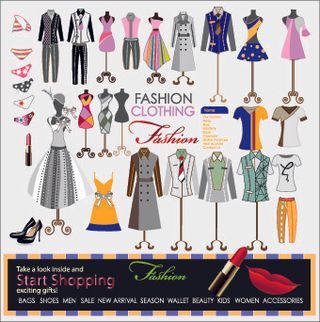 时尚元素与服装矢量01