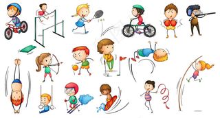 奥林匹克运动卡通铅笔画矢量运动人物