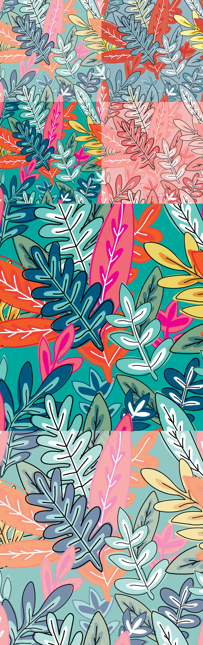 2017欧美复古手绘植物枝叶秋冬季...