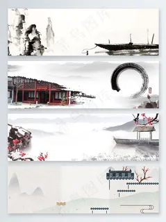 古建筑中国风水墨banner背景 古建筑中国风水墨banner背景