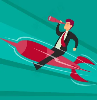 坐着火箭的男子