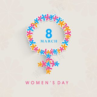 三八妇女节贺卡或海报针眼丽斯文本8...