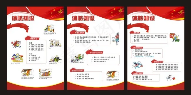 消防知识展板cdr矢量模版下载