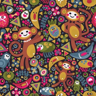 卡通可爱北欧童话梦幻儿童动物无缝平铺背景头像印刷矢量图片素材