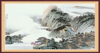 山水中堂画psd素材