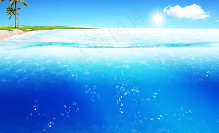 蓝色海水图片(3000X2000(DPI:72))psd模版下载