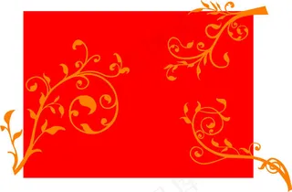 红色 花卉 花边