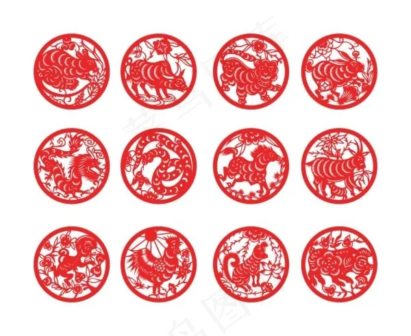 十二生肖ai矢量模版下载