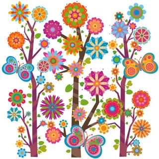 卡通春天元素彩绘矢量素材