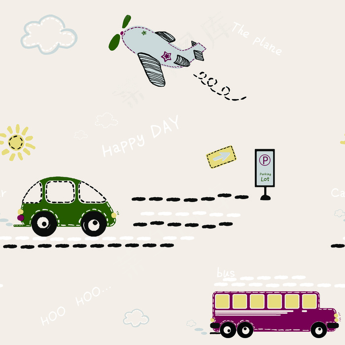 儿童墙纸墙画原创设计素材