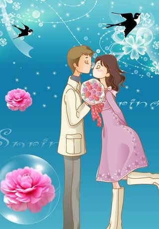 韩国卡通情侣 浪漫求爱 情人节素材图片