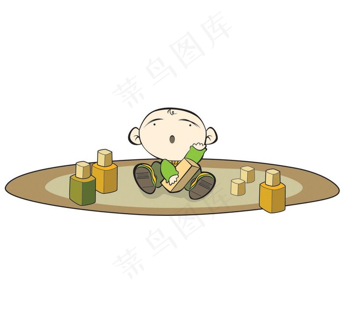 玩积木的小孩图片ai矢量模版下载