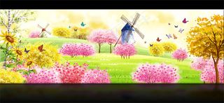 春色满园春天风景PSD分层素