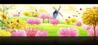 春色满园春天风景PSD分层素