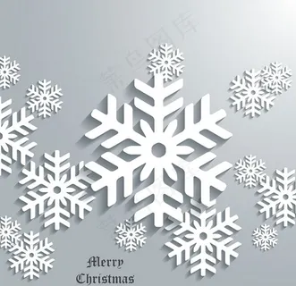 圣诞节旗帜白色雪花在灰色背景自由向...