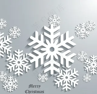 圣诞节旗帜白色雪花在灰色背景自由向...