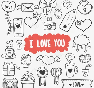 手绘情人节元素