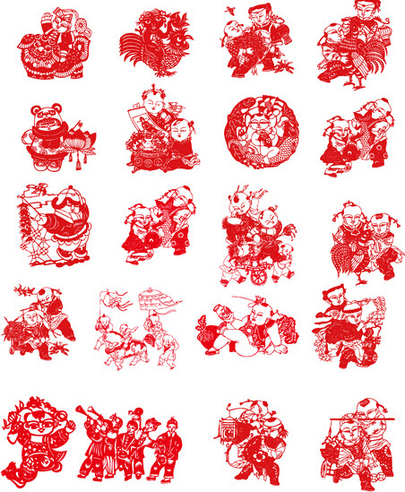 中国风新春剪纸矢量素材