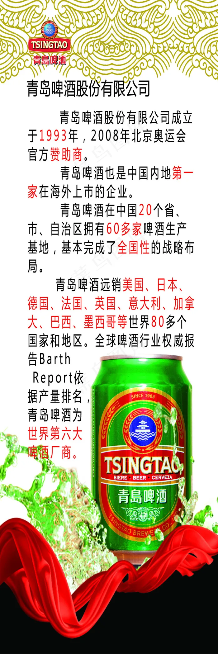青岛啤酒 出口酒展架psd模版下载
