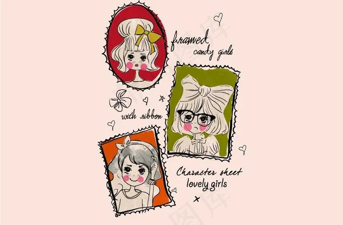 时尚女孩图片ai矢量模版下载
