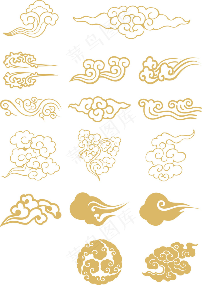 中国风的矢量云纹图案装饰