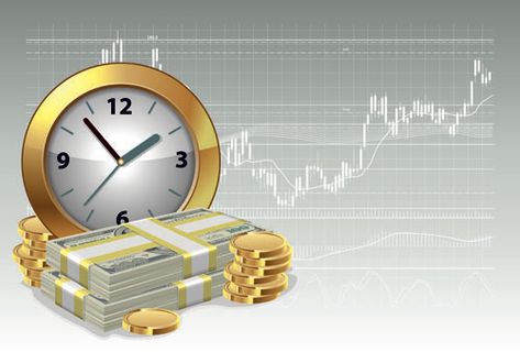 钟表与金钱矢量素材