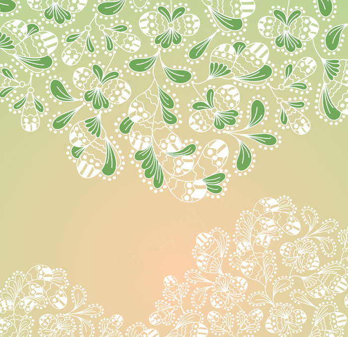 淡雅线描花纹背景矢量素材