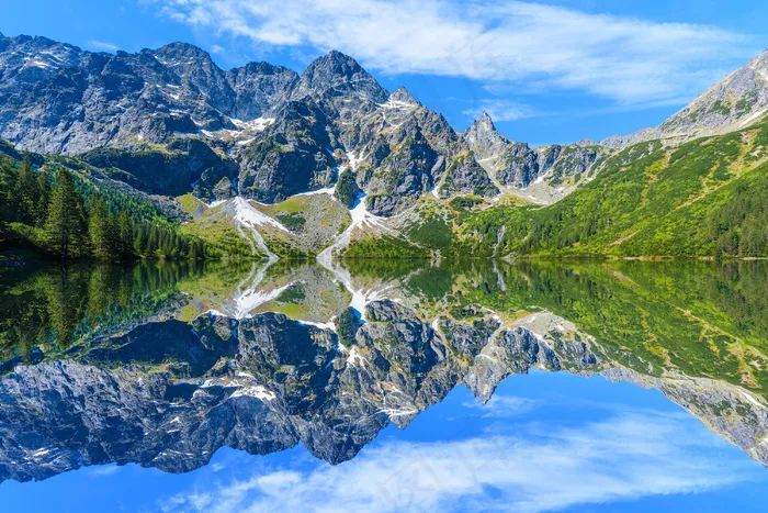 美丽山峰湖面倒影