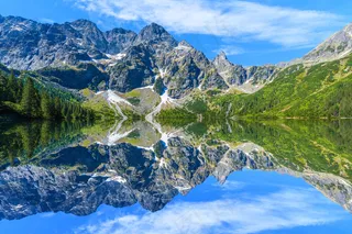 美丽山峰湖面倒影