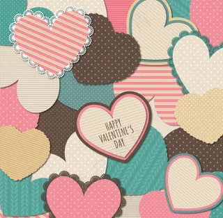 复古情人节爱心贺卡