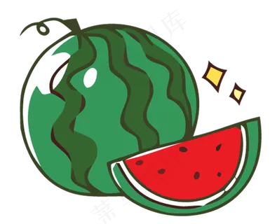 卡通清爽西瓜水果海报PNG素材