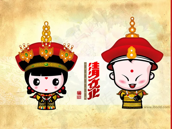 招财童子Q版清文化皇帝皇后(4266X3200(DPI:300))psd模版下载