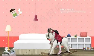 骑木马的小女孩图片