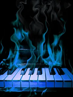 蓝色火焰钢琴图片 蓝色火焰钢琴图片